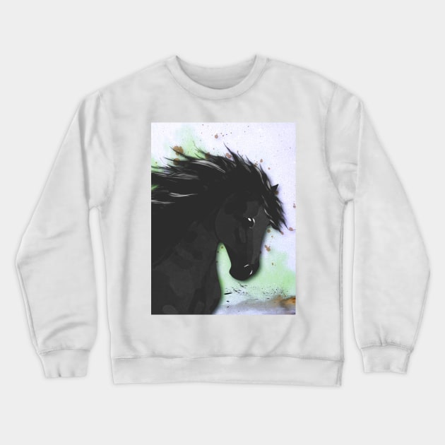 Horse Lovers Black Horse Crewneck Sweatshirt by KC Morcom aka KCM Gems n Bling aka KCM Inspirations